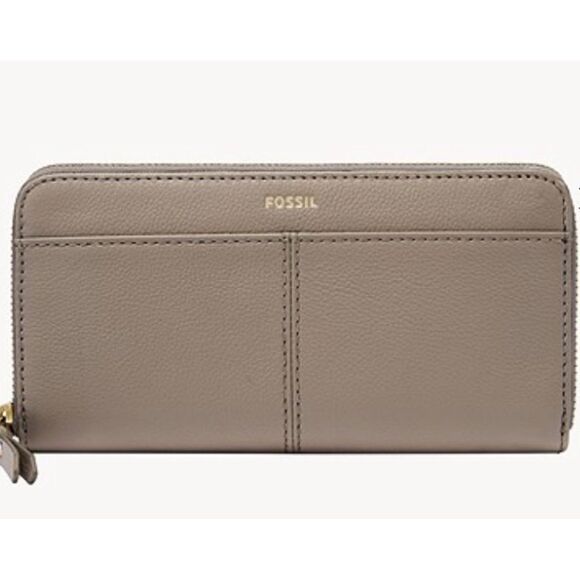 Fossil Zara gray leather zip around clutch wallet NWT - Picture 1 of 7